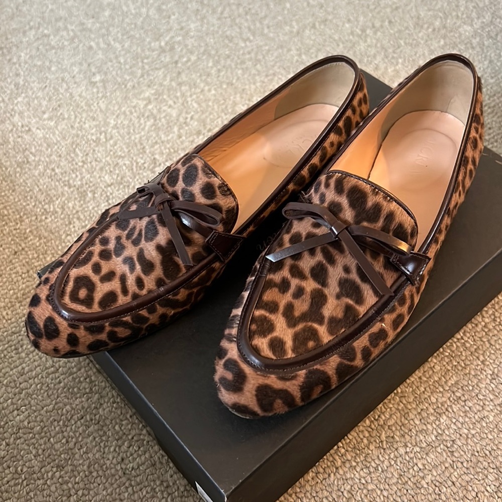 JCrew Academy Loafer in calf hair, size 7